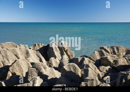 Pancake Rocks, Punakaiki, Paparoa National Park, West Coast, Südinsel, Neuseeland Stockfoto