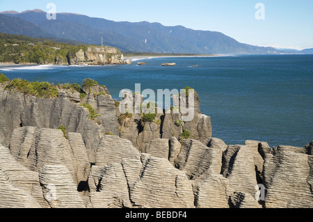 Pancake Rocks, Punakaiki, Paparoa National Park, West Coast, Südinsel, Neuseeland Stockfoto