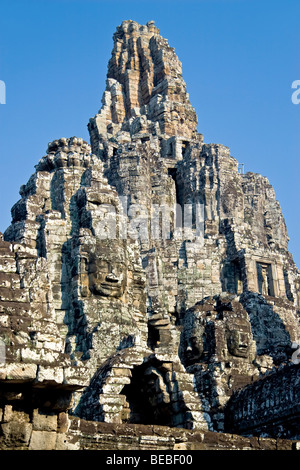 Zentralen Steinturm, der Bayon Tempel von Angkor, Provinz Siem Reap, Kambodscha Stockfoto