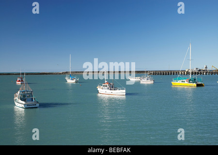 Boote im Hafen von Oamaru, Oamaru, North Otago, Südinsel, Neuseeland Stockfoto