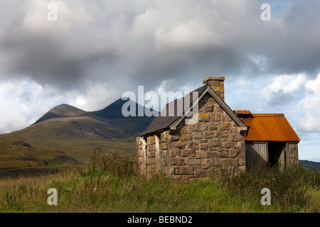 Abandonded Croft bei Elphin, Sutherland, Schottland, UK Stockfoto