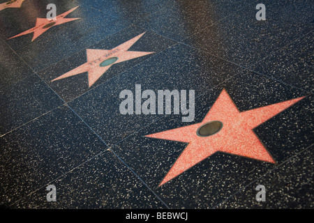 Prominente Namen auf Stars auf dem Bürgersteig, Hollywood Walk of Fame, Hollywood Boulevard, Hollywood, Los Angeles, Kalifornien, USA Stockfoto