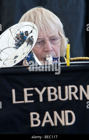 Die Blaskapelle Leyburn, Wensleydale Agrcultural zeigen statt Anfang September in der Nähe von Leyburn, North Yorkshire Stockfoto