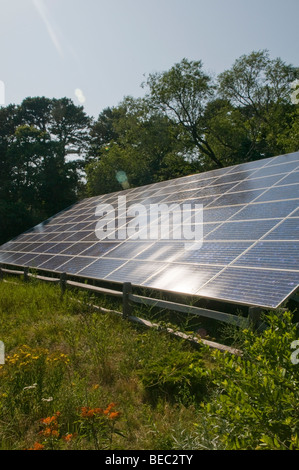 Solar-Panel, Wellfleet Bay Wildlife Sanctuary, Wellfleet, Cape Cod, Massachusetts. Stockfoto