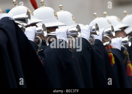 Mitglieder der königlichen Marine Band spielen am Remembrance Day Sonntag an der Kenotaph, London Stockfoto