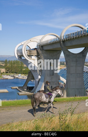 Falkirk Wheel, Pferde, Region, Zentralschottland, September 2009 Stockfoto