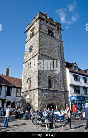 15. Jahrhundert mittelalterliche Uhrturm, Marktgebiet, St Albans, UK Stockfoto