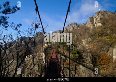 Hängebrücke im Daedunsan Provincial Park, Jeollabuk-Do, Südkorea Stockfoto