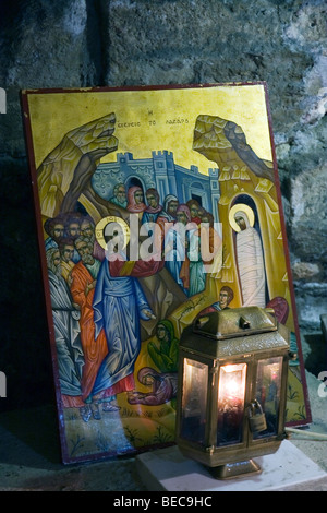 Gemälde von dem Grab in der Kirche St. Lazarus Larnaka, Zypern. Stockfoto