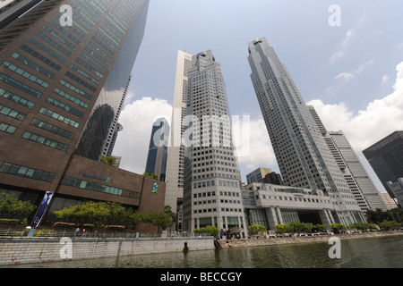 Skyline der Stadt, einschließlich der Standard Chartered Bank, Singapur Stockfoto