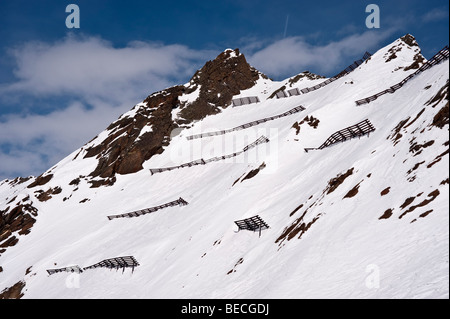 LVS-Barrieren auf Kirchenkogel Berg, Skigebiet Obergurgl Hochgurgl, Ötztal-Tal, Tirol, Österreich Stockfoto