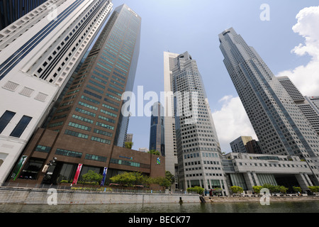 Skyline der Stadt, einschließlich der Bank of China und die Standard Chartered Bank, Singapur Stockfoto