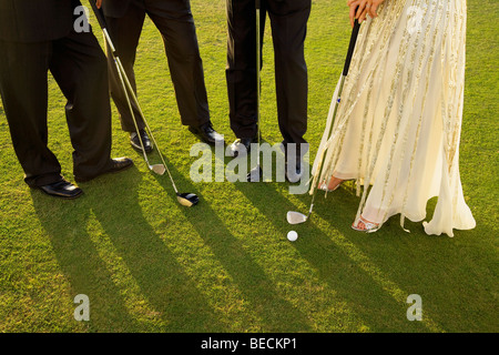 Vier Golfer Golf spielen in einem Golfplatz, Biltmore Golf Course, Coral Gables, Florida, USA Stockfoto