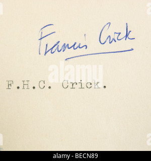 Francis Crick Unterschrift aus einem persönlichen Brief mit freundlichen Grüßen F. H. C. Crick Stockfoto