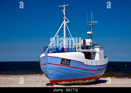 Fischkutter am Strand, Jütland, Dänemark Stockfoto