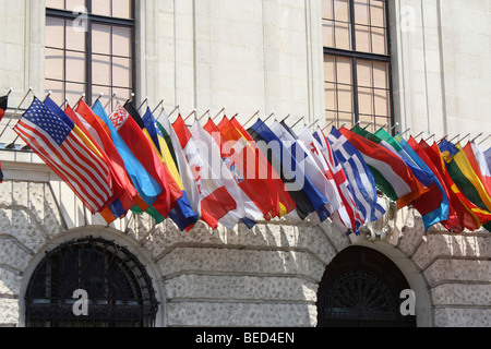 Internationale Fahnen, Hofburg Palast, Wien, Österreich Stockfoto