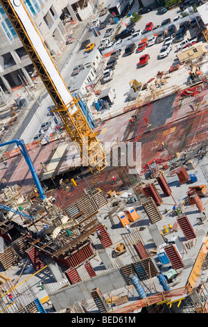 Vogelperspektive Blick auf eine Baustelle Stockfoto