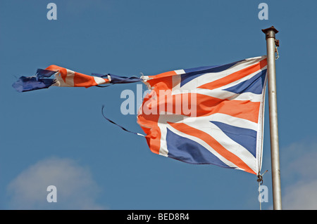 Zerrissen und Riss Union Jack-Flagge Stockfoto