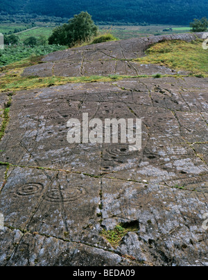 Gravierten Steinen am Achnabreck, Tasse und Ring markiert, Kilmartin, Schottland, Vereinigtes Königreich, Europa Stockfoto