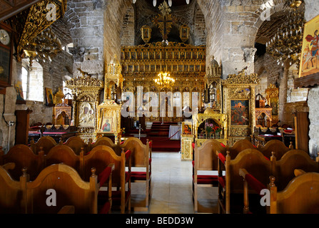 Innere des Lazarus Kirche, Altar, Stühle, Larnaca, Zypern, Asien Stockfoto