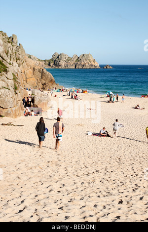 Porthcurno sandigen Strand in Cornwall UK. Stockfoto