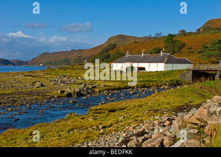 Isolierte Hütte am Inverie, Knoydart in Loch Nevis, ich Nverness-Shire.   SCO 5368 Stockfoto