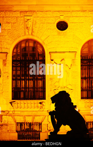 Löwen-Statue vor der Hofburg Imperial Palace, Innere Stadt, Wien, Austria, Europe Stockfoto