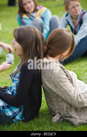 Besucher entspannen auf dem Rasen an der großen britischen Käse Festival Cardiff South Wales UK Stockfoto