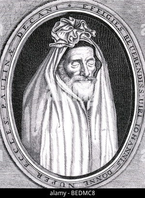 Metaphysische Dichter JOHN DONNE Engish (1572-1631) posierte für diese Gravur in sein Leichentuch der Beerdigung noch zu Lebzeiten in frühen 1631 Stockfoto