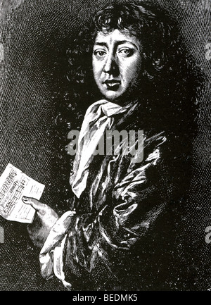 SAMUEL PEPYS (1633-1703) englische Marine Administrator und Autor der berühmten Tagebücher in einem Kupferstich nach 1663-Porträt Stockfoto