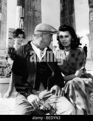 Schauspielerin Sophia Loren am Set von "A Boy auf dem Delphin" Stockfoto