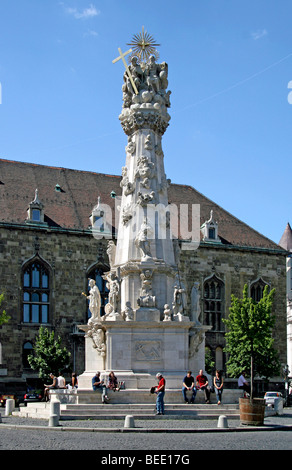 Säule der Heiligen Dreifaltigkeit mit Heiligen, 14 m hoch, Detail, barocke Pestsäule, zur Erinnerung an die Pestepidemie im Jahre 1691, Matthias Stockfoto