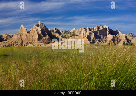 Erodierten Buttes Zinnen und Türme in Badlands Nationalpark, South Dakota Stockfoto