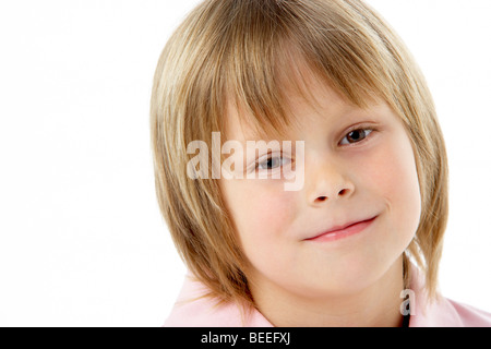 Studioportrait of Smiling Boy Stockfoto