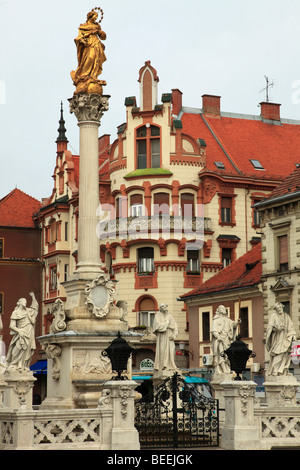 Slowenien, Maribor, Hauptplatz, Pest Denkmal Stockfoto