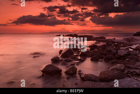 Blick von Agios Dimitrios in der messinischen Bucht des südlichen Peloponnes Griechenland Stockfoto