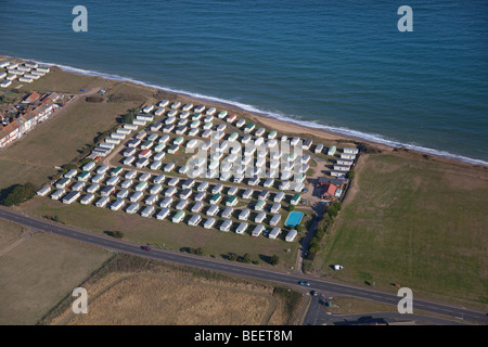 Luftaufnahme von Cromer Stadt statische Caravan Park Norfolk Stockfoto