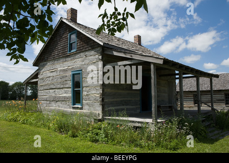 Blockhaus im Fort Museum in Fort Dodge, Iowa Stockfoto