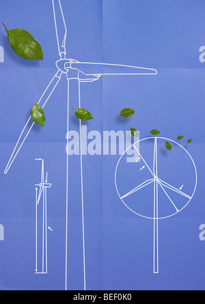 Design von Windkraftanlagen Stockfoto