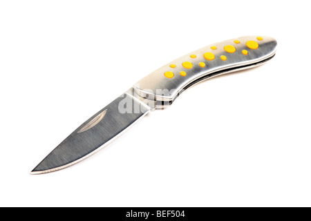 Tasche Messer isoliert auf weißem Hintergrund. Stockfoto