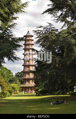 Blick auf die chinesische Pagode in Kew Gardens. Stockfoto