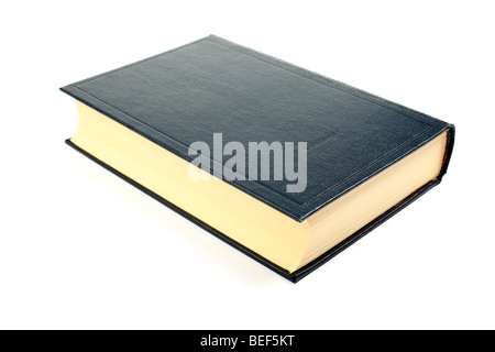 Altes Buch mit vergilbten Seiten isoliert auf weißem Hintergrund. Stockfoto