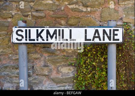 SILKMILL LANE Straßenschild Ludlow Shropshire England UK Stockfoto
