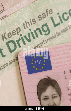 Britischen Führerschein Lichtbildausweis mit EU-logo Stockfoto