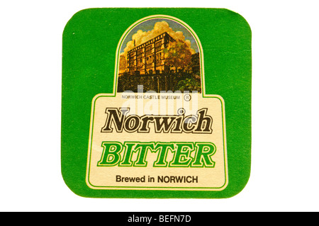 Norwich bitter Brewes in Norwich Norwich Schloss Museum Bierdeckel Stockfoto