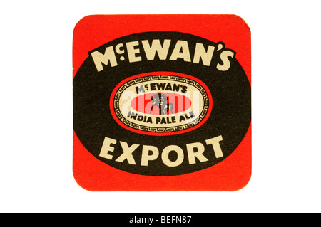 MC Ewans export India pale Ale Bierdeckel Stockfoto