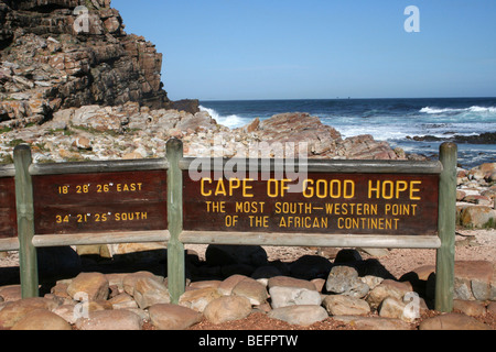 Kap der guten Hoffnung Zeichen, Kap-Halbinsel, Südafrika Stockfoto