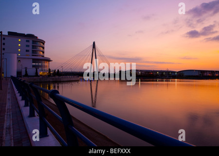 Sonnenuntergang über Marine Lake Southport, Merseyside, UK Stockfoto