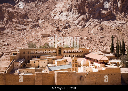 St Katherine Sinai Peninsula Ägypten Asien. 6. Jahrhundert Wände St. Catherines Kloster mit Festung im Hochgebirge-Wüste Sinai Stockfoto