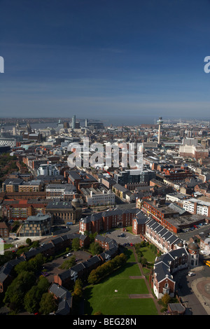 Blick über die Stadt von Liverpool und den Fluss Mersey Merseyside England uk Stockfoto